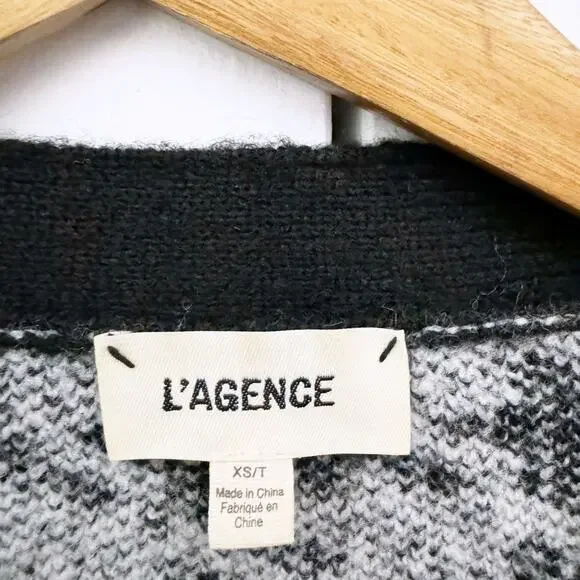 L'AGENCE Maddy Houndstooth Double Breasted Cardigan